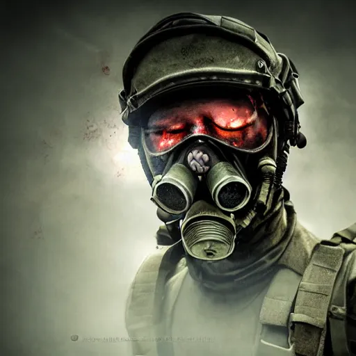 Prompt: military zombie with pig face in gasmask, details face, photo, bloody eyes, unreal engine, digital, artstation, detailed body, heavenly atmosphere, digital art, overdetailed art, trending on artstation, cgstudio, the most beautiful image ever created, dramatic, award winning artwork, beautiful scenery