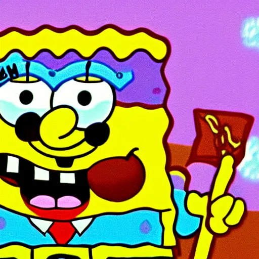 Image similar to Spongebob, ps1, video game, gameplay, retro,