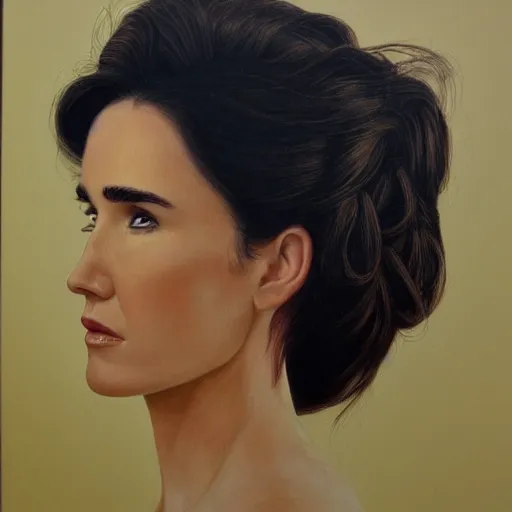 Prompt: jennifer connelly, head and shoulders portrait, extremely detailed masterpiece, one single continues line.