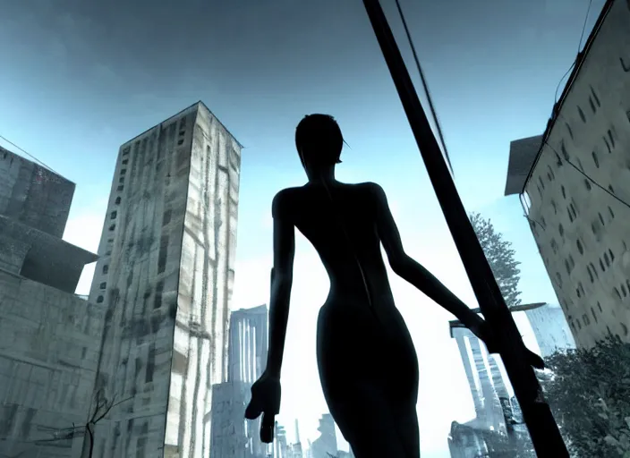 Prompt: mirror's edge first person horror game, photorealistic, pitch black, extremely dark, scary, no lighting, screenshot