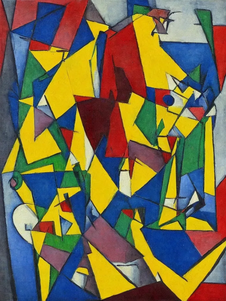 Prompt: a cubism painting by louis lozowick,