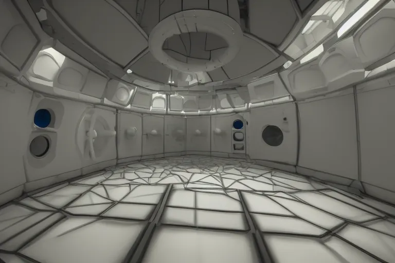 Image similar to interior of cryogenic pods room inisde a spaceship, volumetric lighting, atmospheric