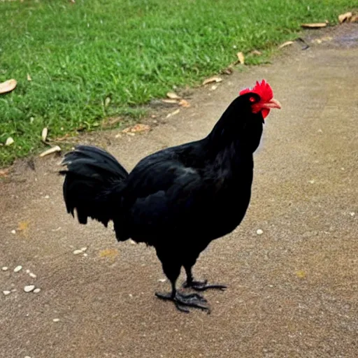 Image similar to an all black chicken spotted with small white heart shapes