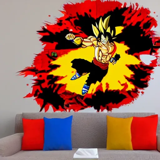 Image similar to die cut sticker, goku, gatling attack by luffy, splatter paint