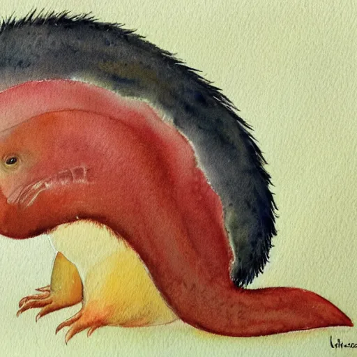 Prompt: beautiful professional watercolor painting of an echidna