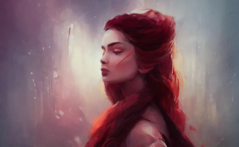 Image similar to a painting of jasmine trending on artstation in the style of greg rutkowski, beautiful, sensual, flower, portrait, adorable, alter, hell, fire hair