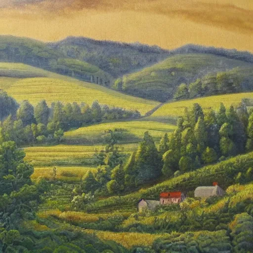 Prompt: intricate professional large format landscape painting of the czech countryside, highly detailed