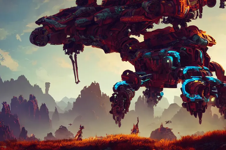 Image similar to scorcher machine mecanical creature robot of horizon forbidden west horizon zero dawn bioluminiscence global illumination ray tracing hdr fanart arstation by ian pesty and alena aenami artworks in 4 k
