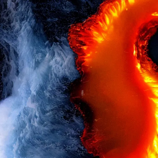 Image similar to a photo of a tornado of fire and ice