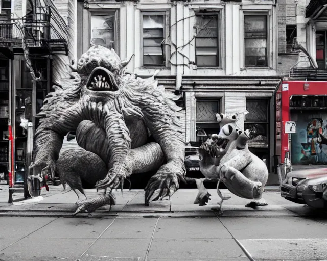 Image similar to monsters in new york city, street photograph