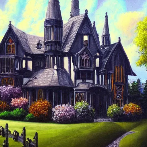 Prompt: gothic mansion oil painting