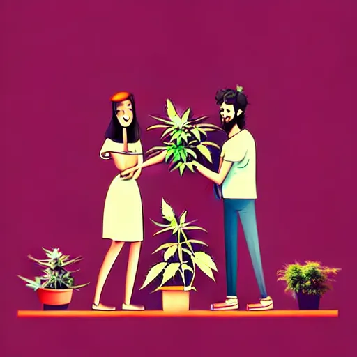 Image similar to couple happy on balcony with marijuana plant. centered median photoshop filter cutout vector behance artgem hd jesper ejsing!