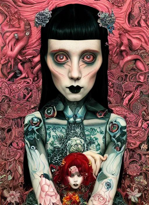 Image similar to gothic girl :: by Martine Johanna and Simon Stålenhag and Chie Yoshii and Casey Weldon and Guillermo del toro :: ornate, dynamic, particulate, rich colors, intricate, elegant, highly detailed, centered, artstation, smooth, sharp focus, octane render, 3d