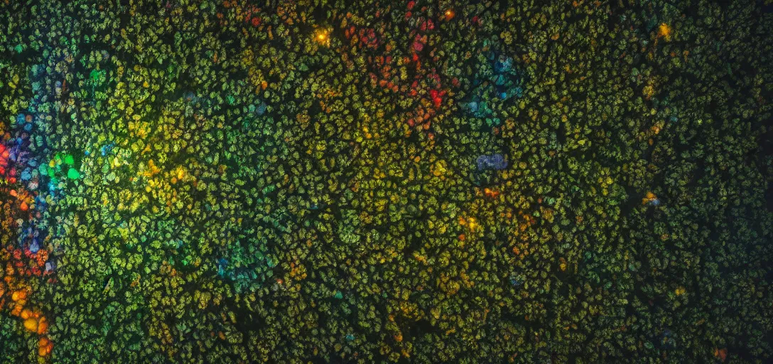 Image similar to photo of the amazon forest made of plastic bags of different colors, in a real space photography, super detailed image, trending on artstation, moody, cinematic, 8 k, volumetric lighting