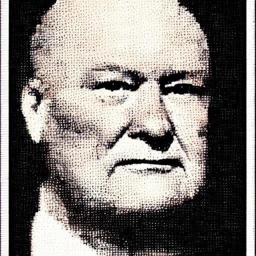 Image similar to pointillist portrait of sir patrick moore