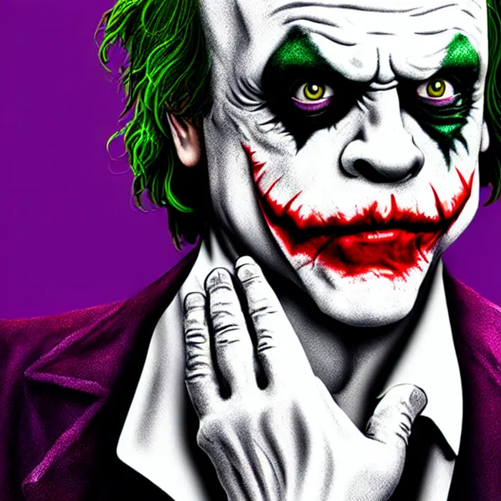 Image similar to photograph of mark hamill as the joker. Extremely detailed. 8k