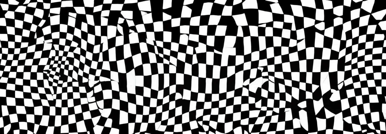 Prompt: black and white checkerboard op art escher abstract shapes