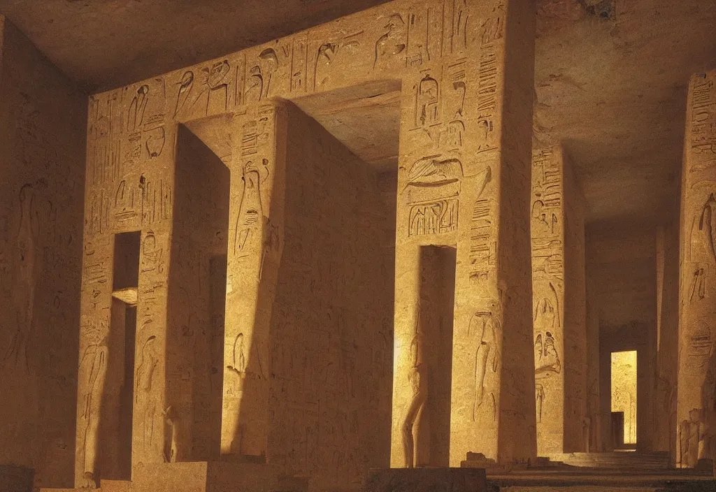 Image similar to egyptian tomb of pharaoh the great. by jmw turner, caspar david friedrich, jean pierre ugarte, albert bierstadt, karl heilmayer, roger dean, robert adams,