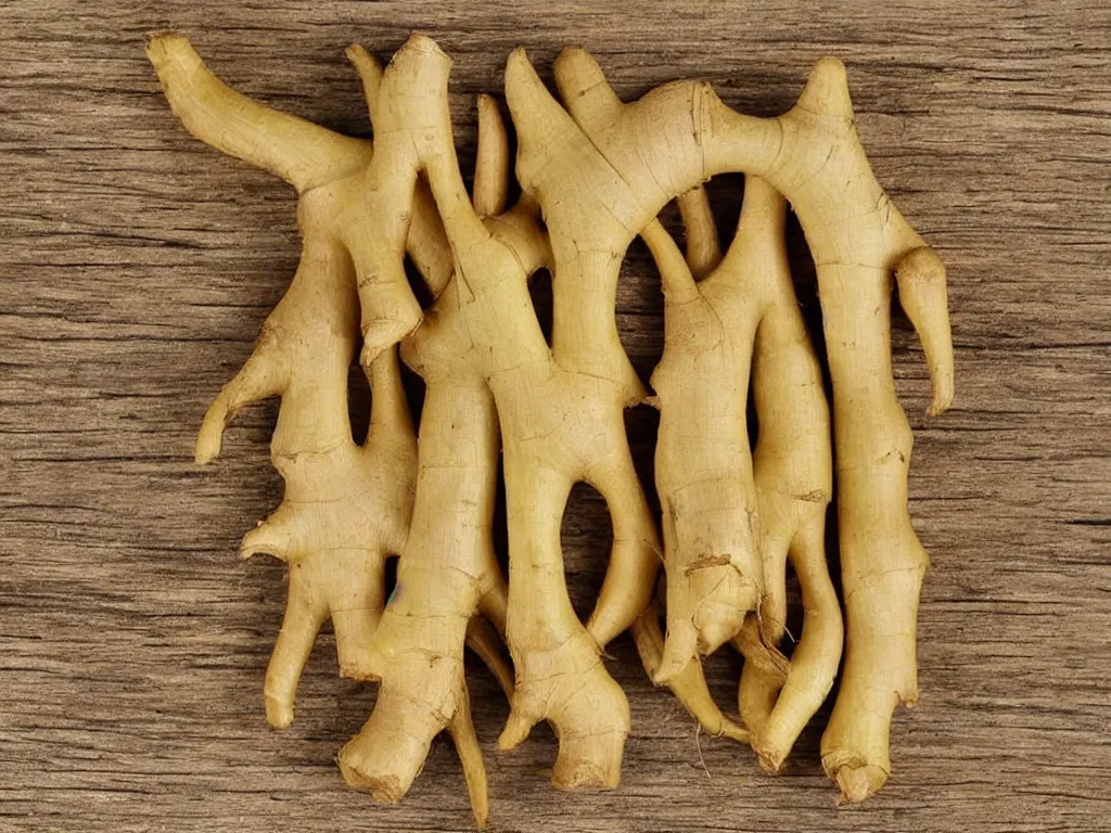 Image similar to a ginger root in the shape of a pack mule, a pack mule, a pack mule shaped ginger root, hyperrealistic