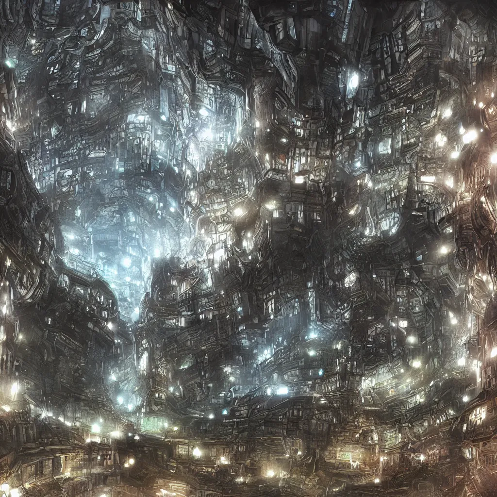 Image similar to The great underground city, sci-fi, digital art
