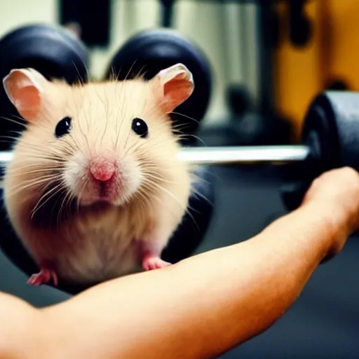 Prompt: “hamster at the gym flexing its humanoid muscles”