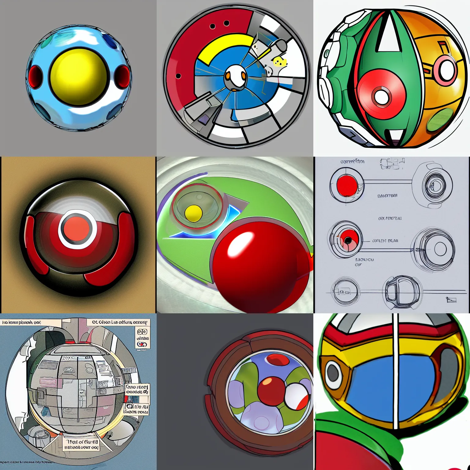Prompt: high quality cutaway diagram of a pokeball