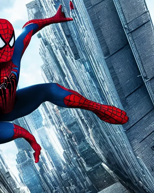 Image similar to A photo of an live-action animated SpiderMan movie starring emma watson. Emma watson face reveal. rendered in Unreal Engine, 8K concept art, detailed, cohesive, mixed media, volumetric lighting, ambient occlusion, 8K 3D, shot on Kodak Ektar