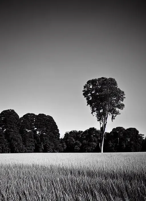 Prompt: pasture, black and white photograph