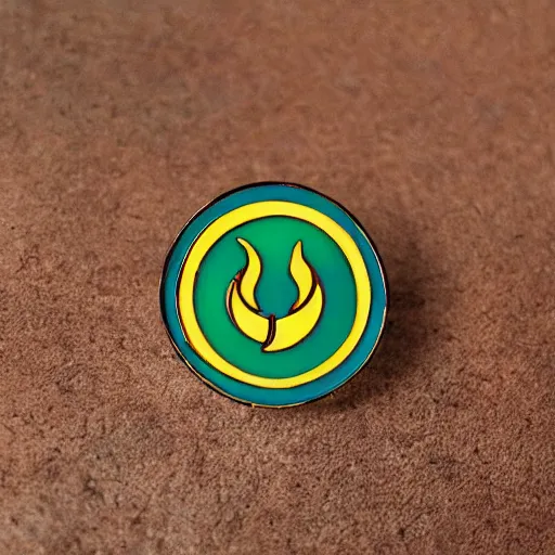 Image similar to a diamond enamel pin of a retro 1 9 8 0 s minimalistic flame fire warning label, smooth curves