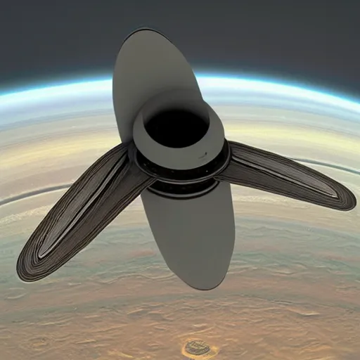 Prompt: 3 d render of a spaceship near saturn