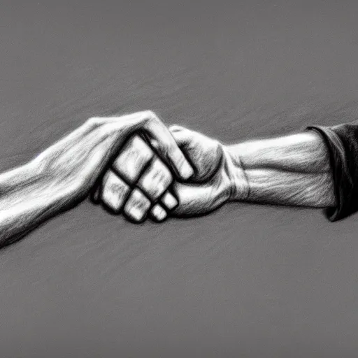 Image similar to a very detailed pencil drawing of obama fist bumping jesus christ 4 k, high resolution, still, landscape, hd, dslr, hyper realistic, sketch