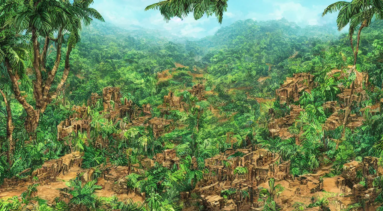 Prompt: close zouk fabric wall fortress countryside jungle dirt a spectacular view cinematic illustration by john kirby