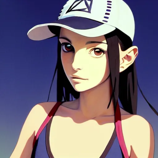 Image similar to beautiful boyish natalie portman alluring gravure model in majora's mask, wearing wooden mask and baseball cap and leotard, street wear with subtle mayan patterns, aztec bathing suit, gapmoe yandere grimdark, trending on pixiv fanbox, painted by greg rutkowski makoto shinkai takashi takeuchi studio ghibli, akihiko yoshida