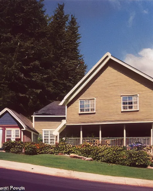 Prompt: the exterior of a house in devonshire that was built in the 1 9 7 0 s, painterly, offset printing technique, photographed on kodachrome by brom, robert henri, walter popp, cinematic lighting, various refining methods, micro macro autofocus, ultra definition, award winning photo