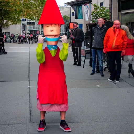 Image similar to Conehead Milhouse street performer