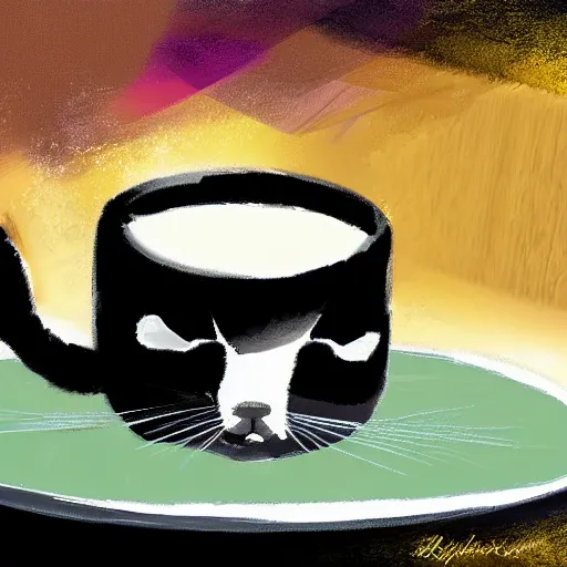 Prompt: a cup of cat, digital art