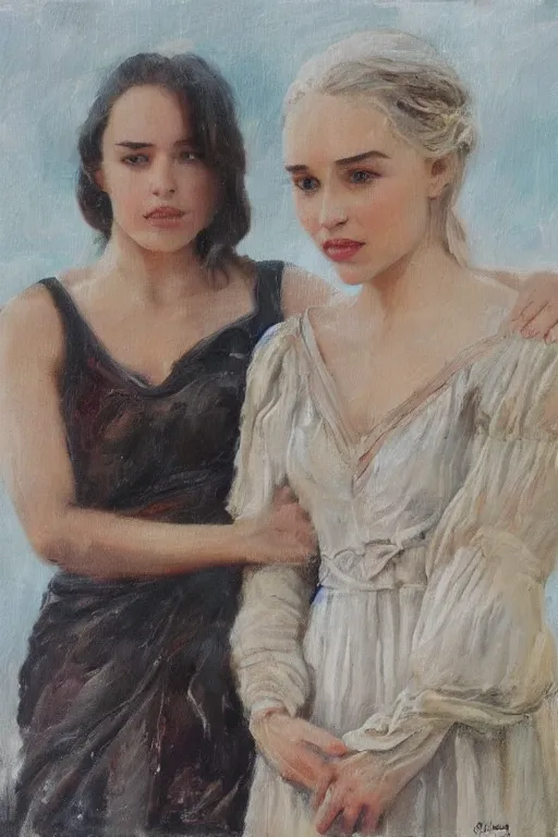 Image similar to beautiful oil painting with Emilia Clarke