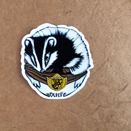 Image similar to cute badger in hufflepuff scarf sticker