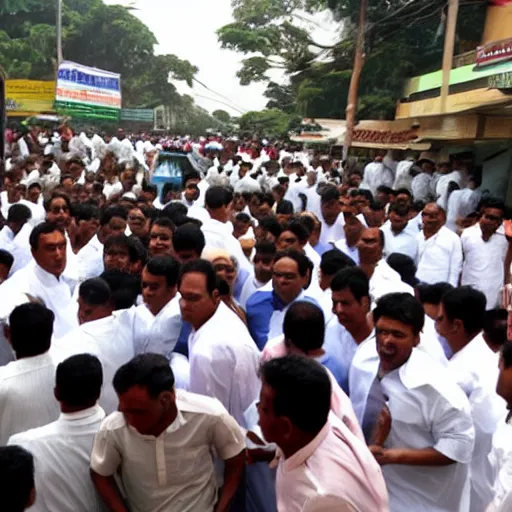 Prompt: dinesh gunawardena running away from mob