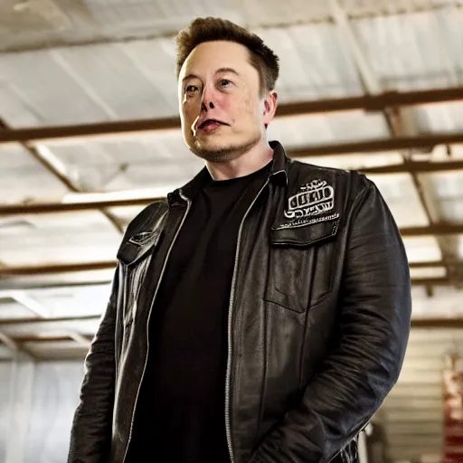 Image similar to Elon Musk in Sons of anarchy very detail4K quality super realistic