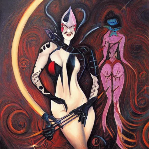 Image similar to Paintings inspired by Gerald Brom's Harlequin