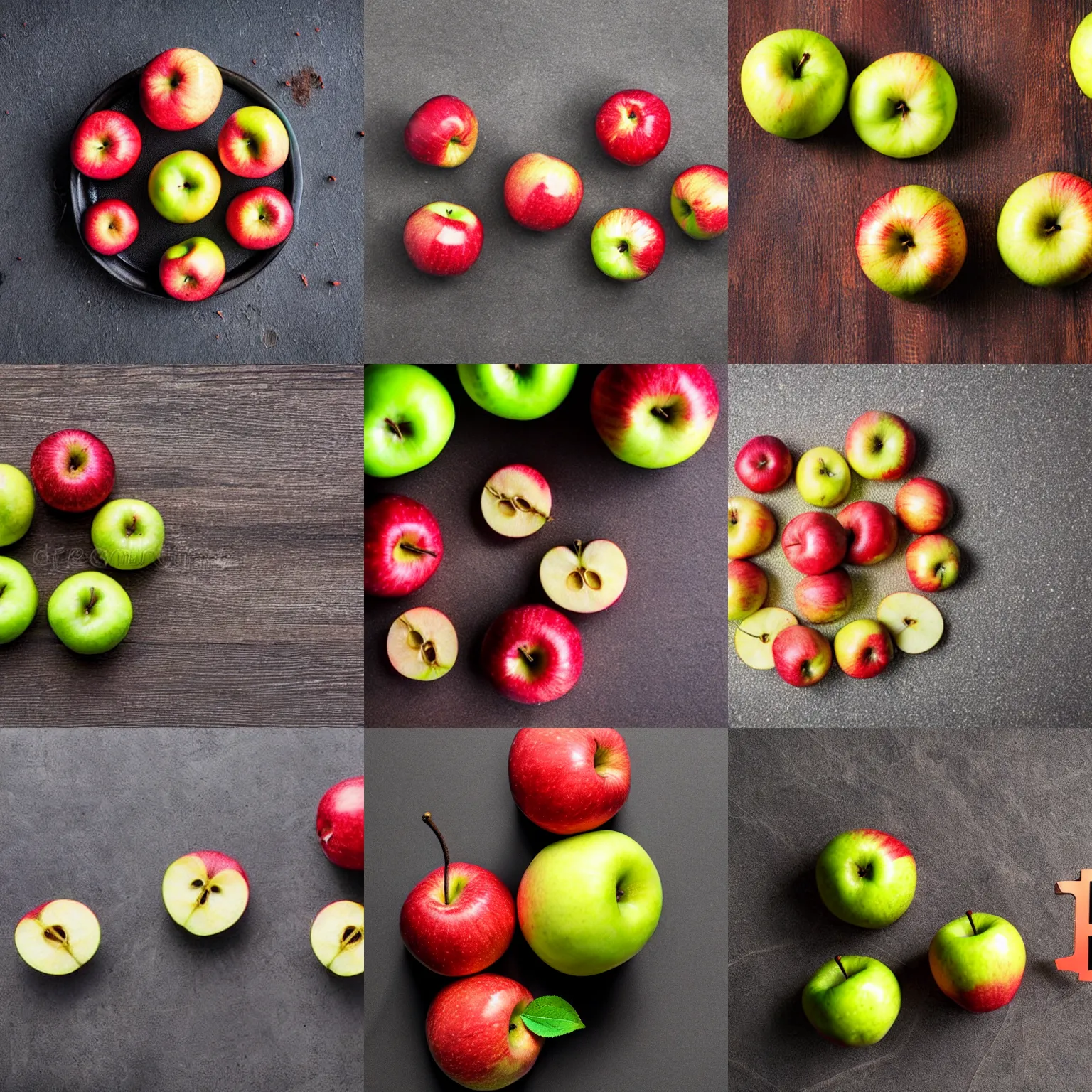 Prompt: real small apples arranged into bitcoin logo, real photo, top down view