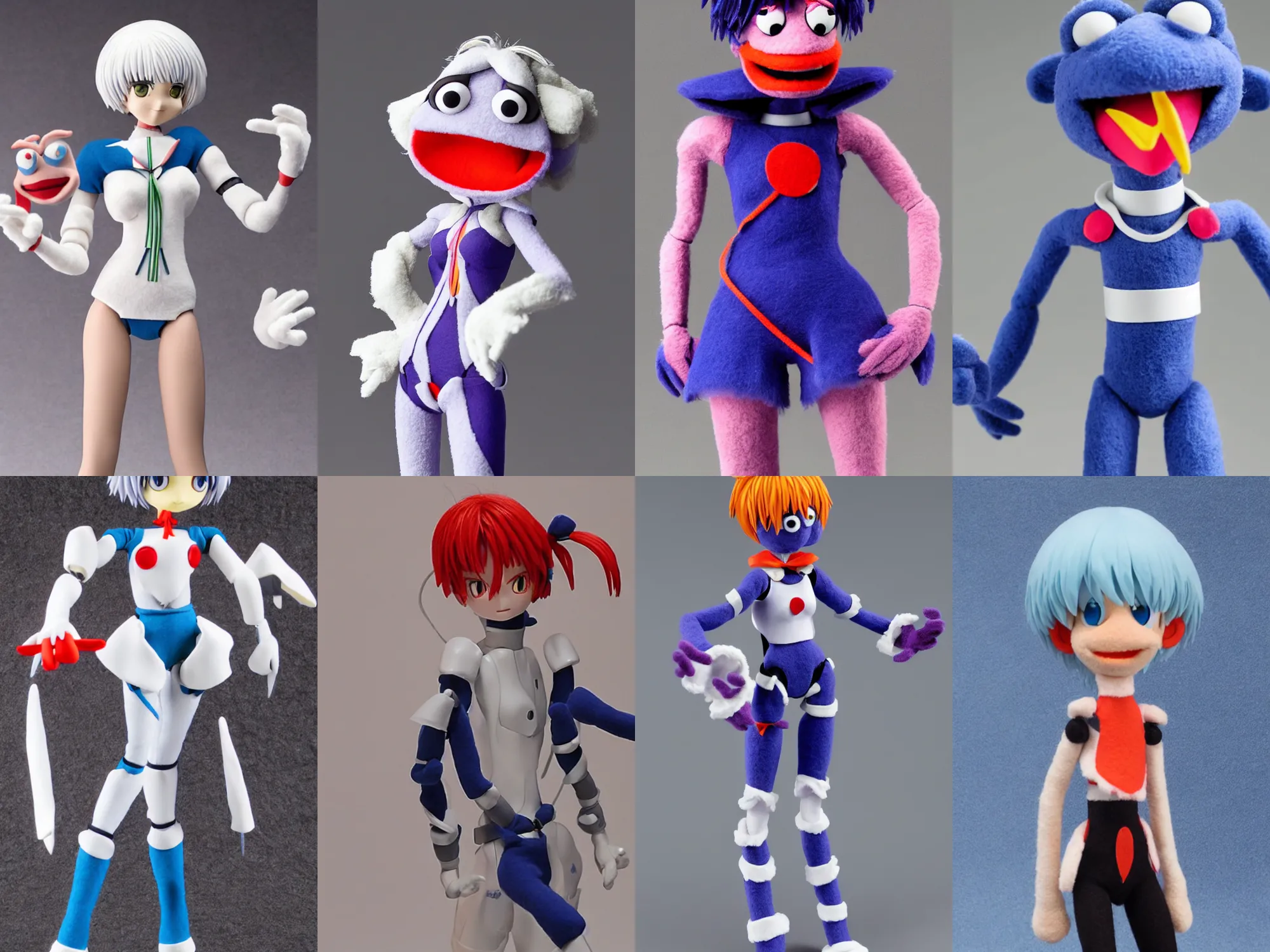 Prompt: rei ayanami evangelion felt muppet sharp details