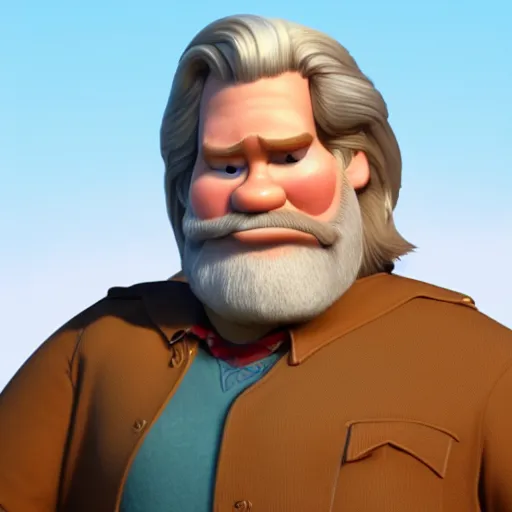 Image similar to jeff bridges as a pixar disney character from up ( 2 0 0 9 ), unreal engine, octane render, 3 d render, photorealistic