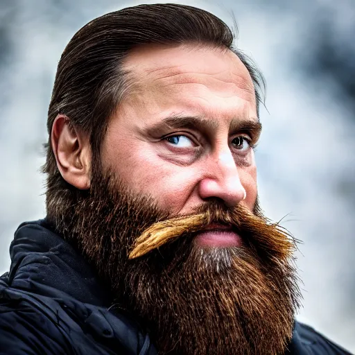 Image similar to Putin with beard, EOS-1D, f/1.4, ISO 200, 1/160s, 8K, RAW, unedited, symmetrical balance, in-frame