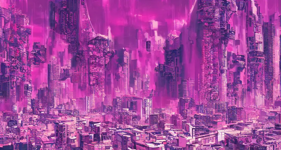 Prompt: wallpaper, chile, high detail, pink, cyberpunk, beautiful
