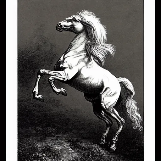 Image similar to a galloping horse, by gustave-dore