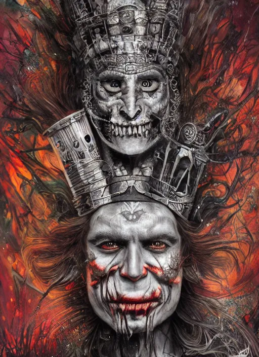 Prompt: mad hatter, aztec god, highly detailed, cinematic, 8 k, by megan duncanson, benjamin lacombe, adrian borda, stanley artgermm, tom bagshaw, craig mullins, carne griffiths, ayami kojima, beksinski, giger, trending on deviantart, hyper detailed, horror, full of colour