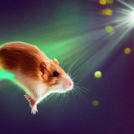 Prompt: hamster flying at the speed of light, colorful, realistic, national geographic