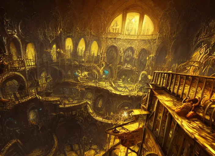 Image similar to cathedral favela, underwater environment, scenery, professional, award - winning, trending on artstation, hyper detailed, realistic, beautiful, emotional, shiny, golden, picture